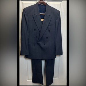 Vintage Fiorello by Primo Half Canvas Double Breasted Suit USA Gray Plaid 42R